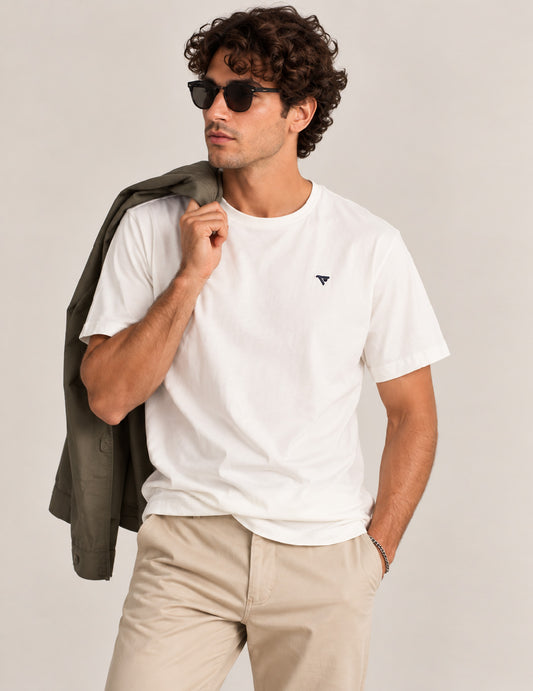 T-SHIRT GIROCOLLO CON LOGO RICAMATO uomo off white fm26w04tg cc-a0002