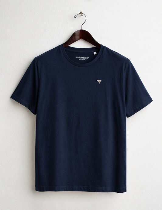 T-SHIRT GIROCOLLO CON LOGO RICAMATO uomo blue fm26w04tg cc-a0601