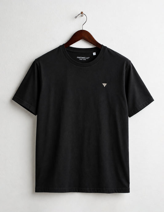 T-SHIRT GIROCOLLO CON LOGO RICAMATO uomo black fm26w04tg cc-a0951