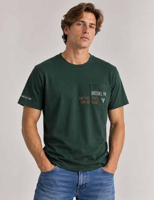 T-SHIRT GIROCOLLO CON TASCHINO E RICAMI uomo sherwood fm26w05tg cc-a0824