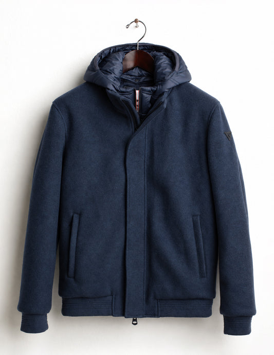 GIUBBOTTO IN PANNO CON CAPPUCCIO STACCABILE uomo blue fm26w07ku cc-a0601