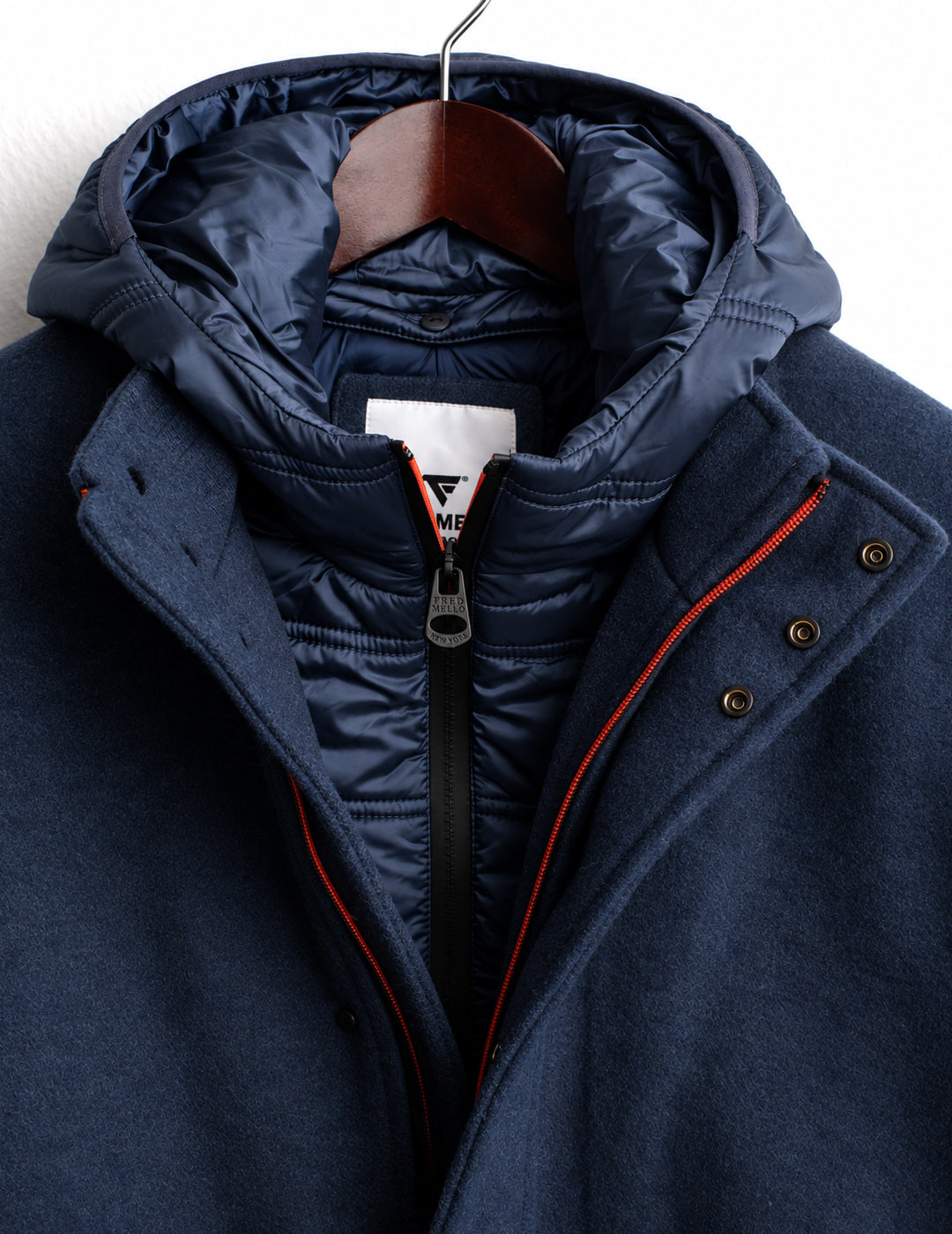 CLOTH JACKET WITH DETACHABLE HOOD man blue fm26w07ku cc-a0601 CAPOSPALLA CAPPOTTO UNITO MAN