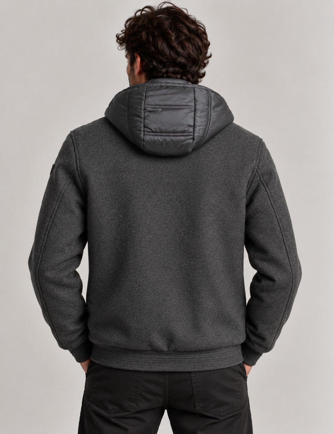 CLOTH JACKET WITH DETACHABLE HOOD man antracite melange fm26w07ku cc-a0953 CAPOSPALLA CAPPOTTO UNITO MAN