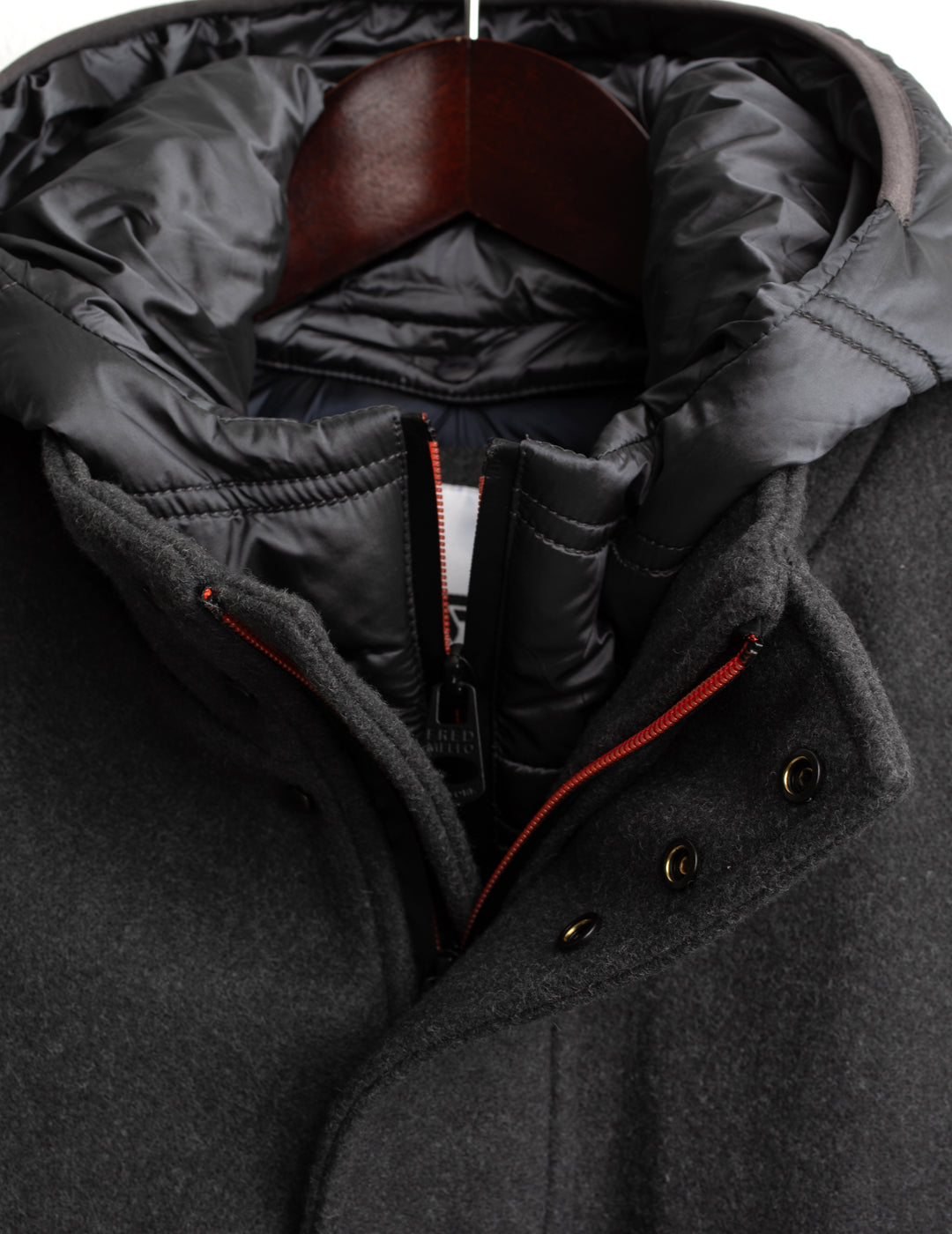 CLOTH JACKET WITH DETACHABLE HOOD man antracite melange fm26w07ku cc-a0953 CAPOSPALLA CAPPOTTO UNITO MAN