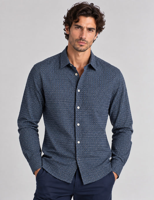 CAMICIA CON DETTAGLI A CONTRASTO uomo blue fm26w08cs cc-a0601