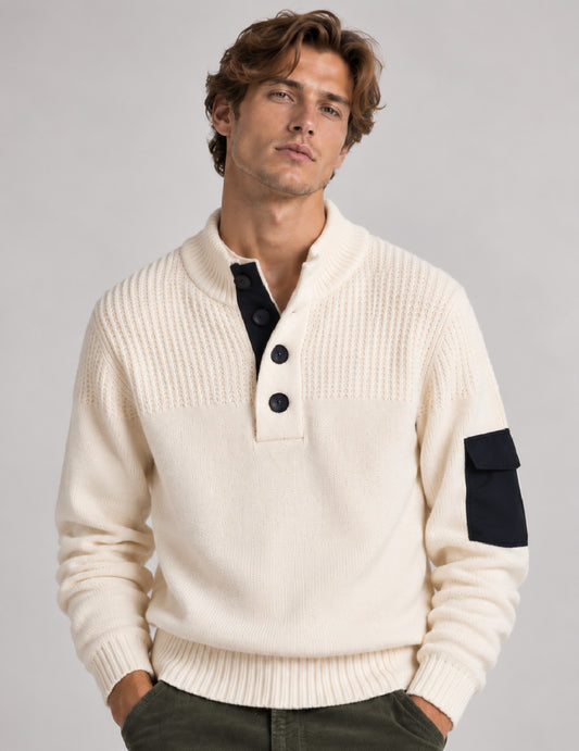 MAGLIA CAMIONER CON DETTAGLI IN NYLON A CONTRASTO uomo off white fm26w09mm cc-a0002