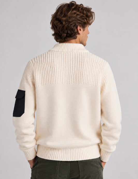 MAGLIA CAMIONER CON DETTAGLI IN NYLON A CONTRASTO - back - 002