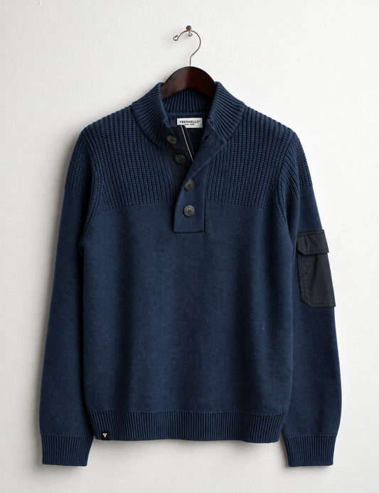 MAGLIA CAMIONER CON DETTAGLI IN NYLON A CONTRASTO uomo blue fm26w09mm cc-a0601