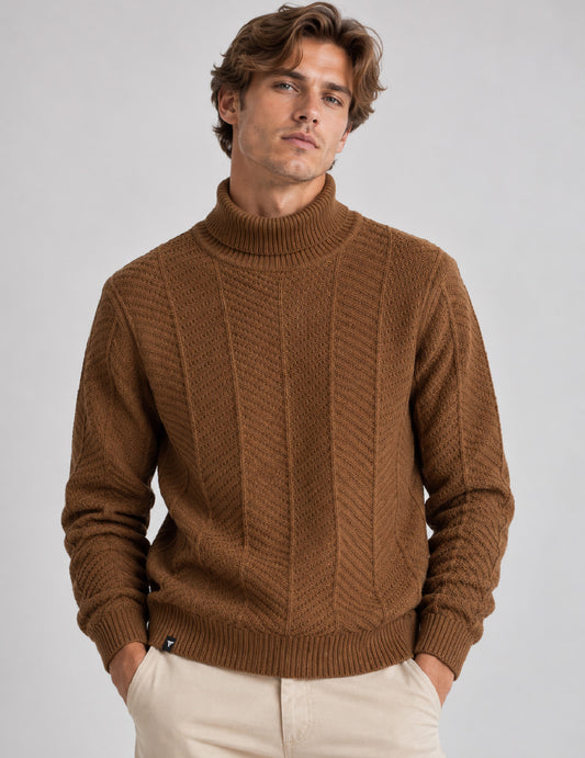 MAGLIA DOLCEVITA HERRINGBONE uomo camel fm26w10md cc-a0252