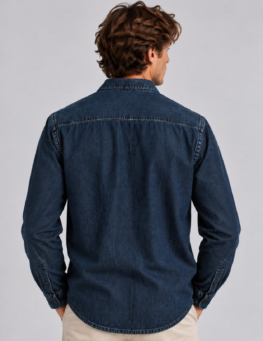 CAMICIA WESTERN IN DENIM STRETCH - back - 002