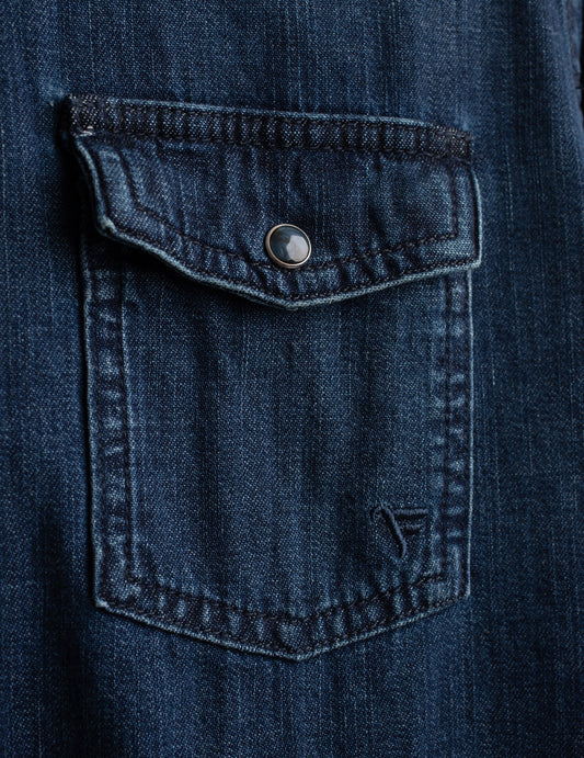 CAMICIA WESTERN IN DENIM STRETCH - back - 002