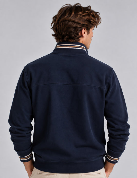 FELPA FULL ZIP CON DETTAGLI CHECK E RIGHE A CONTRASTO - back - 002