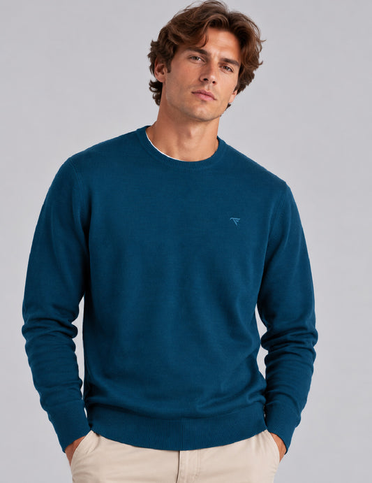 CREW-NECK SWEATER WITH TEXTURED STITCH DETAILING man ocean fm26w11mg cc-a0704