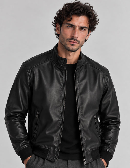 GIUBBOTTO IMBOTTITO EFFETTO PELLE uomo black fm26w12ke cc-a0951