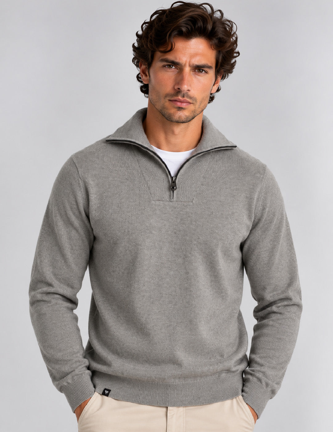 MAGLIA M/L SEMI-APERTA UNITO MAN man gray melange fm26w16mm cc-a0901 MAGLIA M/L SEMI-APERTA UNITO MAN