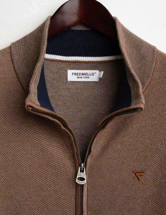 CARDIGAN FULL ZIP JACQUARD CON LAVORAZIONE DIAGONALE - back - 002