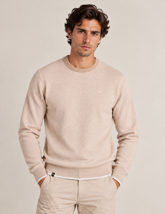 MAGLIA GIROCOLLO JACQUARD CON DETTAGLI A CONTRASTO uomo off white fm26w20mg cc-a0002