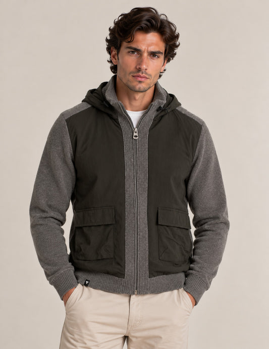 MAGLIA FULL ZIP IN CINIGLIA CON INSERTI IN NYLON uomo iron fm26w21mz cc-a0908