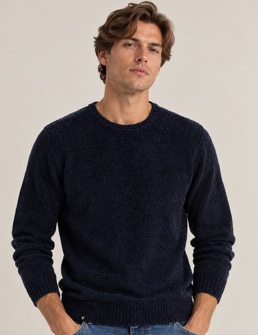 MAGLIA GIROCOLLO IN CINIGLIA CON LAVORAZIONE A PUNTI uomo blue fm26w22mg cc-a0601