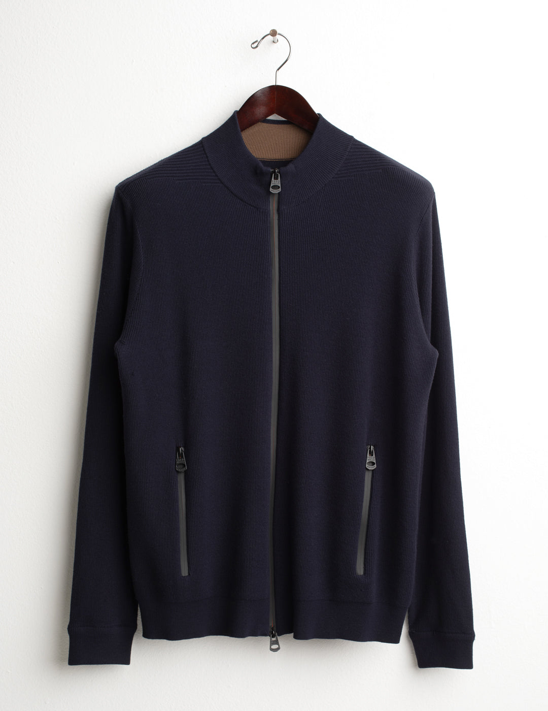 FULL-ZIP CARDIGAN WITH CONTRAST DETAILS man dark blue fm26w24mz cc-a1201 MAGLIA M/L ZIP FANTASIA MAN