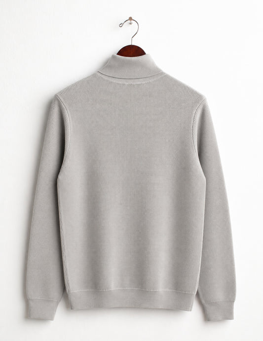 TURTLENECK SWEATER WITH TEXTURED STITCH DETAILING - back - 002