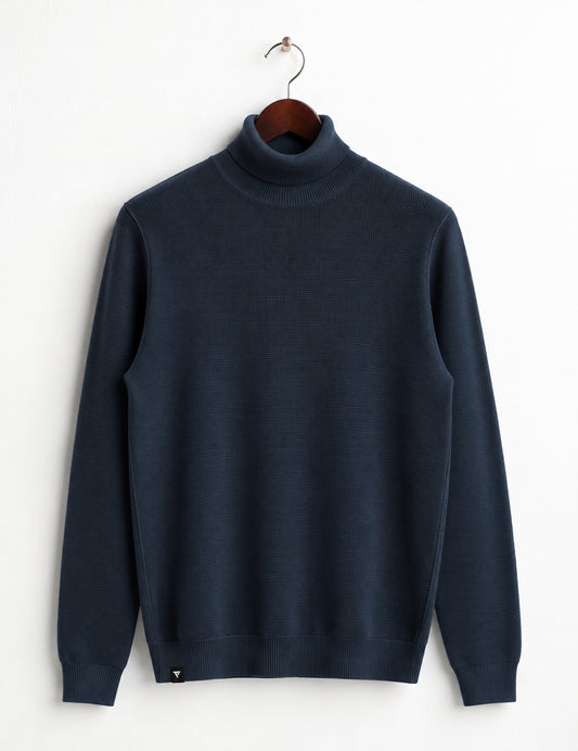 TURTLENECK SWEATER WITH TEXTURED STITCH DETAILING man dark blue fm26w26md cc-a1201