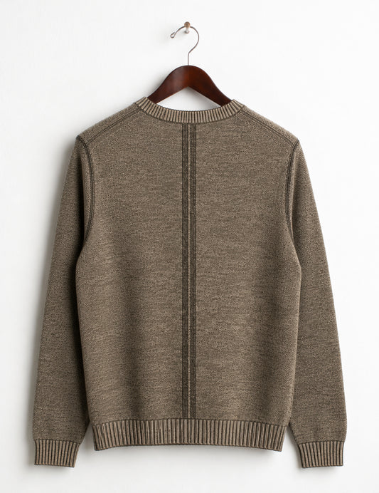 CREW-NECK SWEATER WITH VANISÉ DETAILS - back - 002