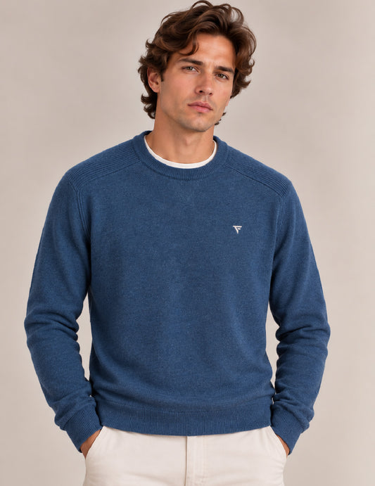 MAGLIA GIROCOLLO CON LOGO A CONTRASTO uomo denim melange fm26w31mg cc-a0620