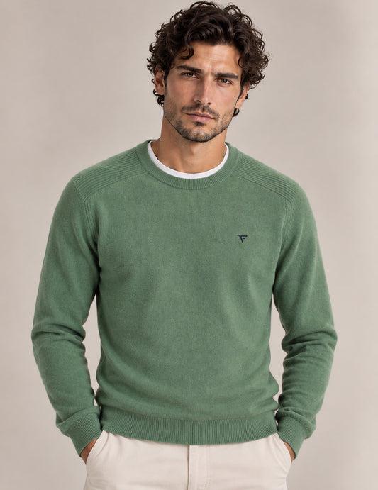 MAGLIA GIROCOLLO CON LOGO A CONTRASTO uomo sage melange fm26w31mg cc-a0826