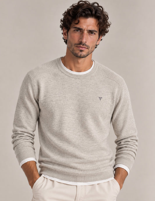 MAGLIA GIROCOLLO CON LOGO A CONTRASTO uomo ivory melange fm26w31mg cc-a0911