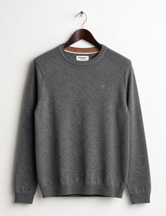 CREW-NECK SWEATER WITH CONTRAST LOGO man antracite melange fm26w31mg cc-a0953
