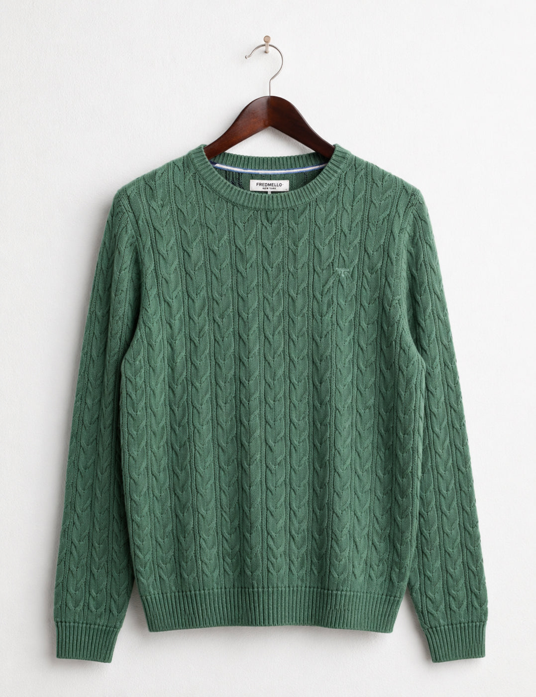 MAGLIA GIROCOLLO CON LAVORAZIONE A TRECCE uomo sage melange fm26w32mg cc-a0826 MAGLIA M/L G/C FANTASIA MAN