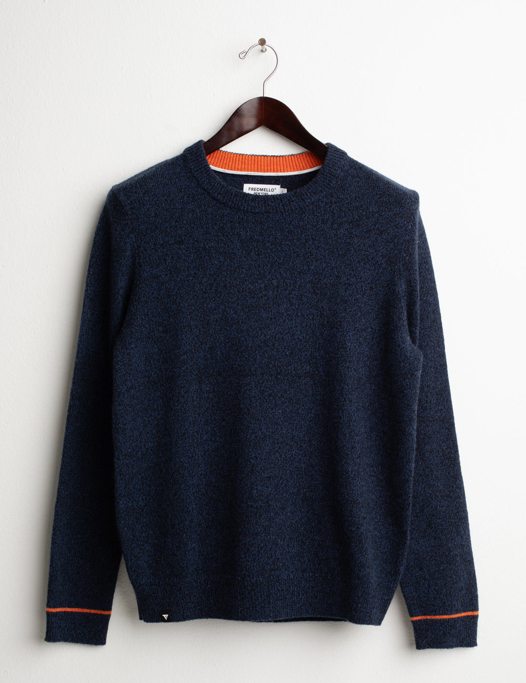 CREW-NECK SWEATER WITH CONTRAST DETAILS man blue mouline' fm26w42mg cc-a0619 MAGLIA M/L G/C FANTASIA MAN