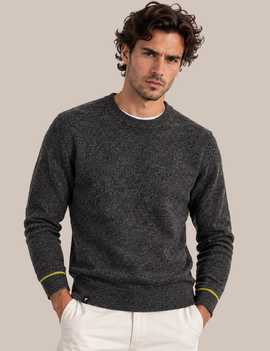 MAGLIA GIROCOLLO CON DETTAGLI A CONTRASTO uomo antracite mouline' fm26w42mg cc-a0958