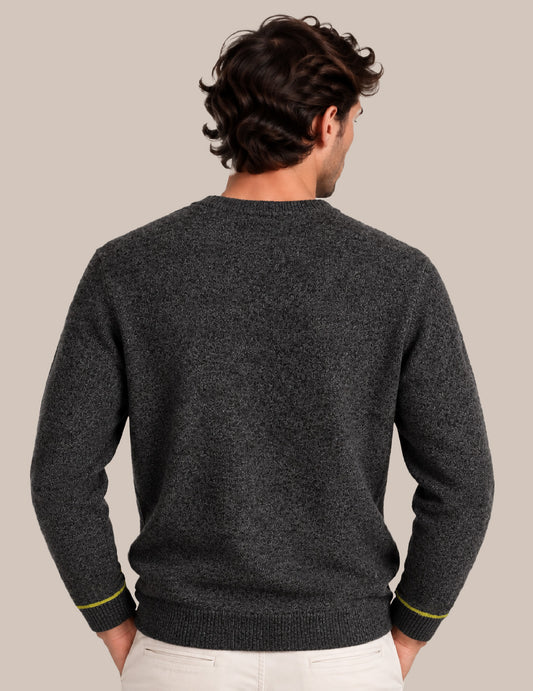 MAGLIA GIROCOLLO CON DETTAGLI A CONTRASTO - back - 002