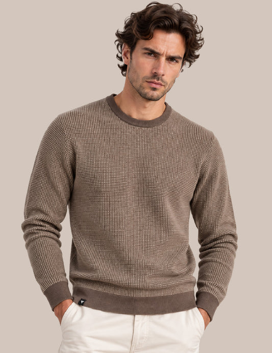 MAGLIA GIROCOLLO CON FANTASIA DI PUNTI A CONTRASTO uomo mud fm26w45mg cc-a0107