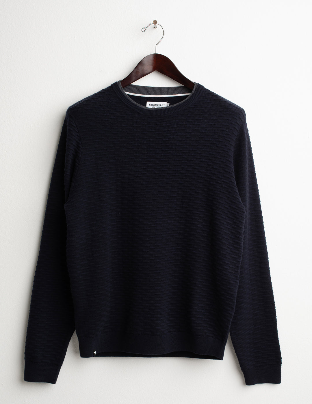 MAGLIA GIROCOLLO CON LAVORAZIONE GEOMETRICA uomo blue fm26w46mg cc-a0601 MAGLIA M/L G/C FANTASIA MAN
