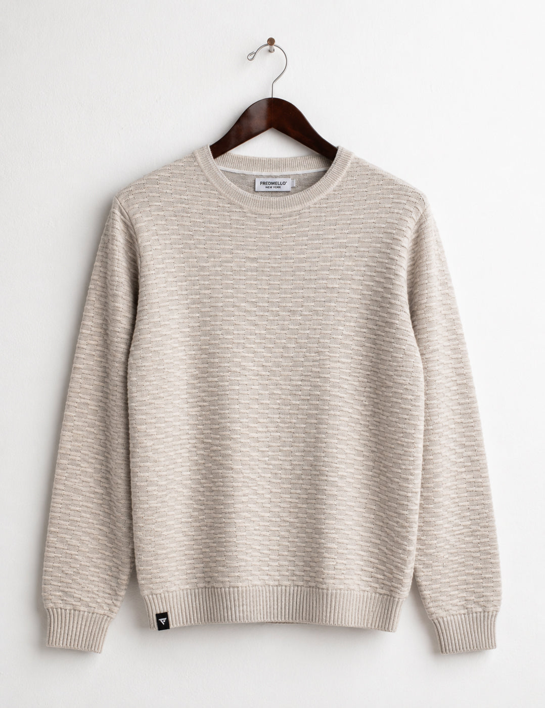 MAGLIA GIROCOLLO CON LAVORAZIONE GEOMETRICA uomo ivory melange fm26w46mg cc-a0911 MAGLIA M/L G/C FANTASIA MAN