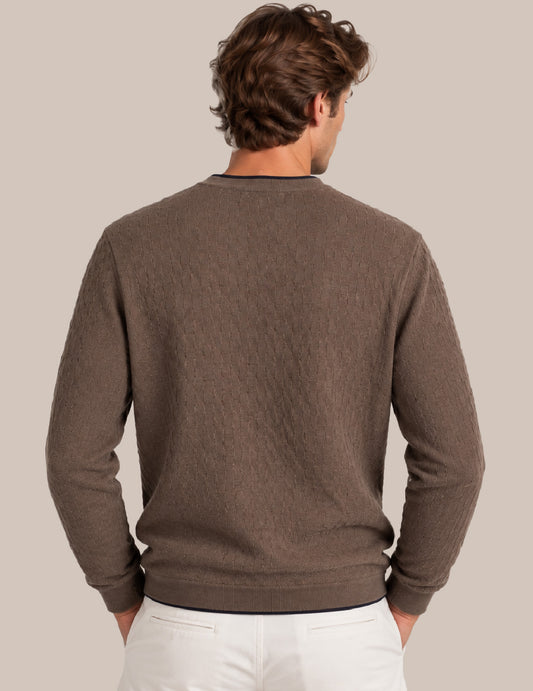 CREW-NECK SWEATER WITH GEOMETRIC STITCH DETAILING - back - 002