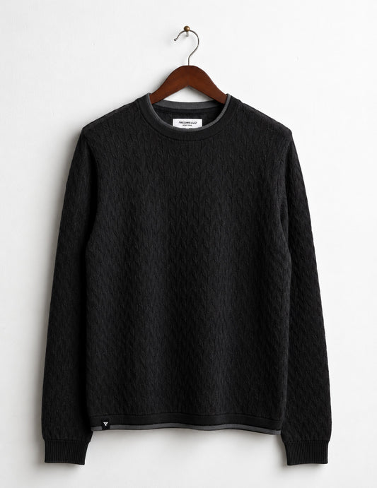 MAGLIA GIROCOLLO CON LAVORAZIONE GEOMETRICA uomo black fm26w47mg cc-a0951