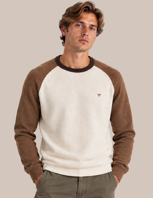 MAGLIA GIROCOLLO RAGLAN COLOR BLOCK uomo off white fm26w48mg cc-a0002