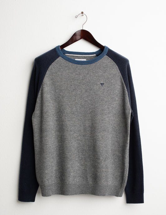 MAGLIA GIROCOLLO RAGLAN COLOR BLOCK uomo gray melange fm26w48mg cc-a0901