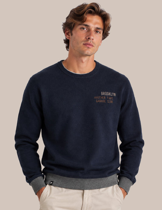 MAGLIA GIROCOLLO COLOR BLOCK CON RICAMO A CONTRASTO uomo blue fm26w49mg cc-a0601