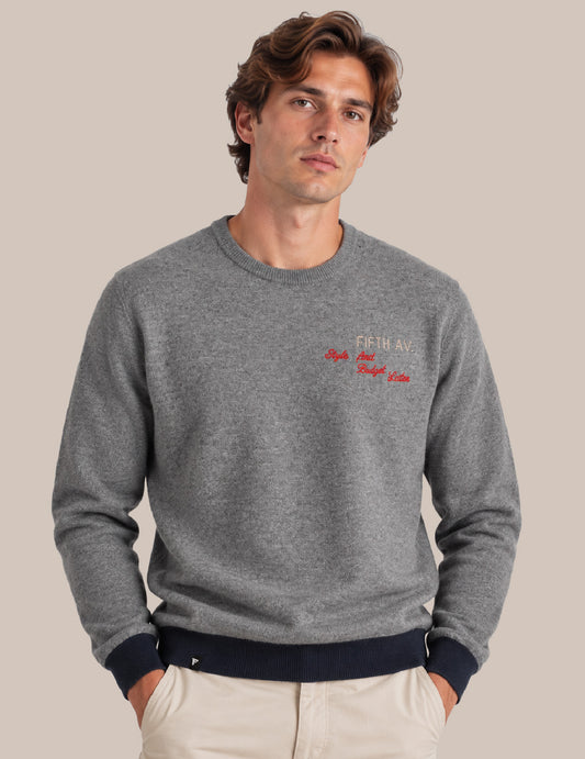 MAGLIA GIROCOLLO COLOR BLOCK CON RICAMO A CONTRASTO uomo gray melange fm26w49mg cc-a0901