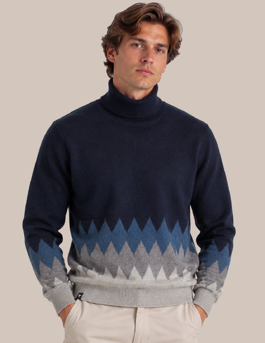 MAGLIA DOLCEVITA CON FANTASIA INTARSIATA uomo blue fm26w51md cc-a0601