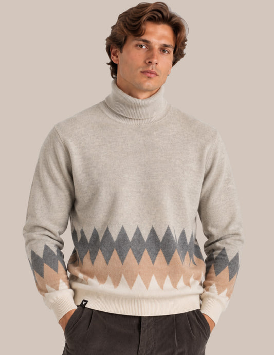 MAGLIA DOLCEVITA CON FANTASIA INTARSIATA uomo ivory melange fm26w51md cc-a0911