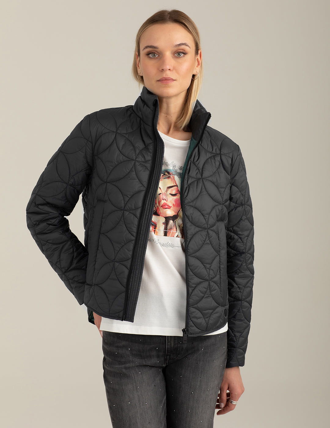 Quilted Jacket in Iridescent Fabric woman black fw26s01ku cc-a0951 CAPOSPALLA UNITO WOMAN