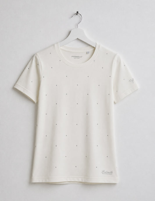 T-shirt girocollo con dettagli luminosi donna off white fw26s01tg cc-a0002