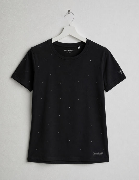 T-shirt girocollo con dettagli luminosi donna black fw26s01tg cc-a0951