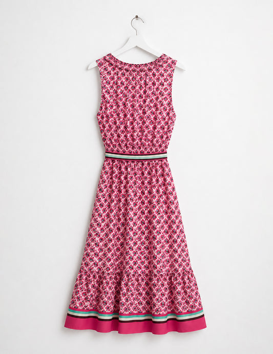 Abito lungo smanicato in georgette stampata - back - 002